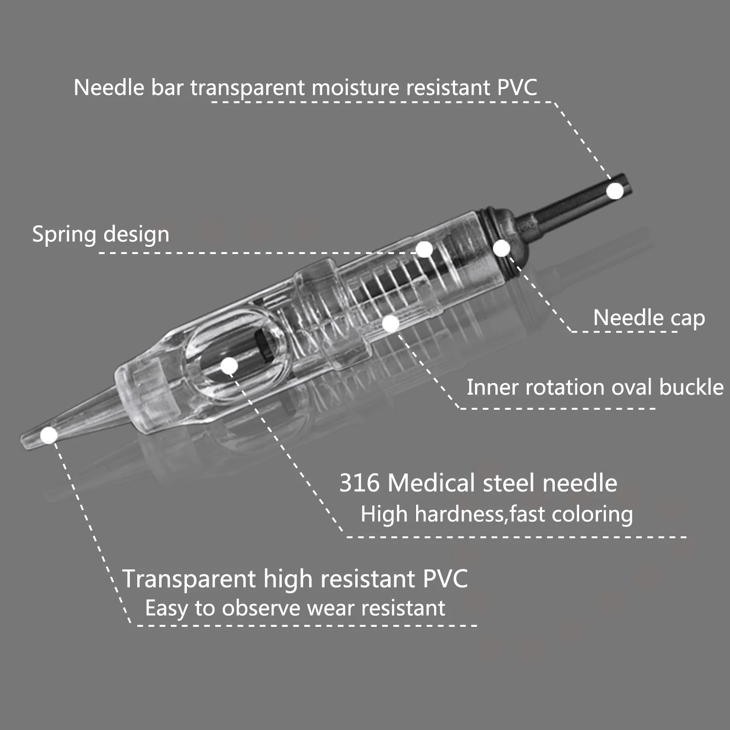 100pcs Permanent Makeup Cartridge Needles 1RL Disposable Sterilized Tattoo Needle Easy Click for Eyebrow Lips Tattoo Supplies