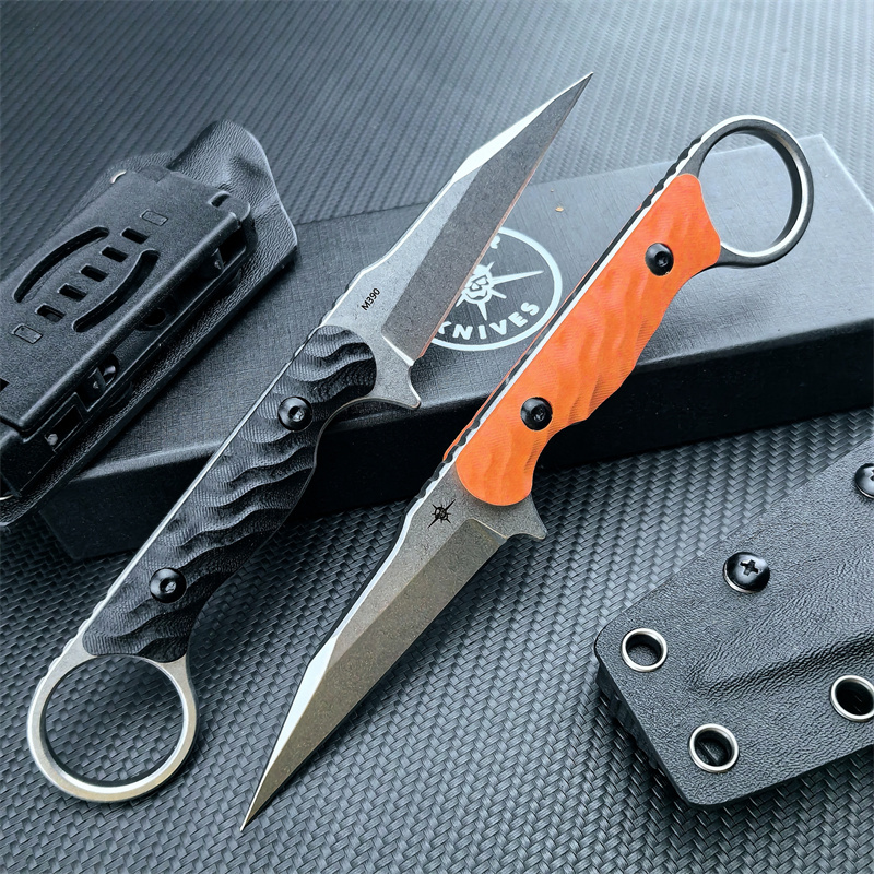 2024 Newest Toor Neck Knives Jank Shank Outlaw Fixed 3 440c Stonewashed Wharncliffe Blade G10 Handles with Ring Outdoor Tactical EDC Pocket Knife 1500