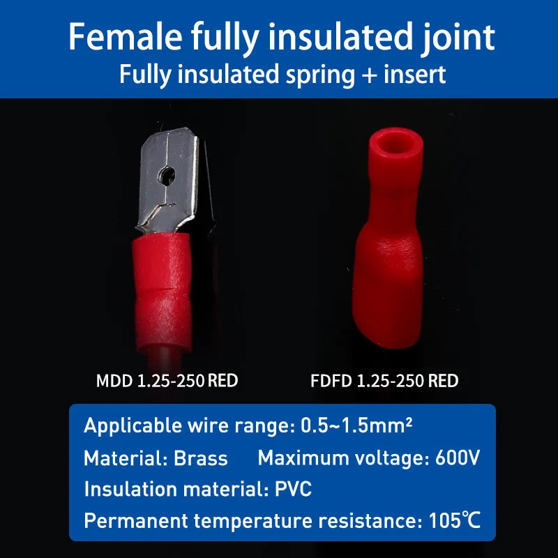 Wire Connector Kit Male Female Insulated Electrical Crimp Wiring Cable Plug Electrical Wire Crimp Spade Butt Ring