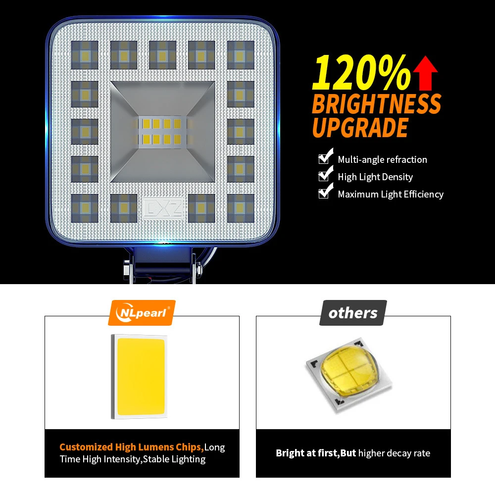 Car LED Work Light Combo Beam 3030 SMD 87 Watts Super Bright Flood Spot 6500K DC 12-24 Volts Spotlights Truck 4x4 4WD