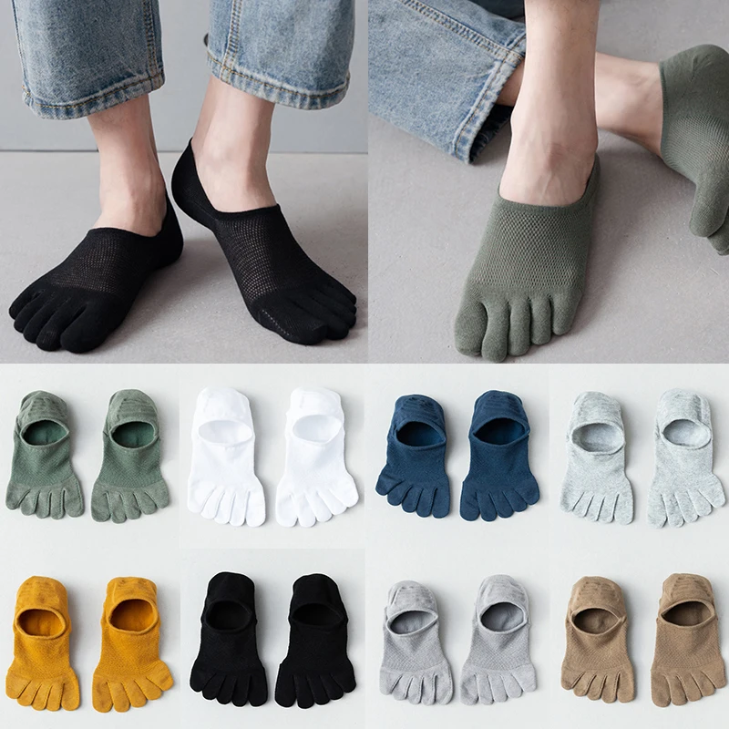Five Finger Socks Men Women Slipper Toe Mesh Hollow No Show Sweat absorbing Boat Sock Ankle Breathable Short 5