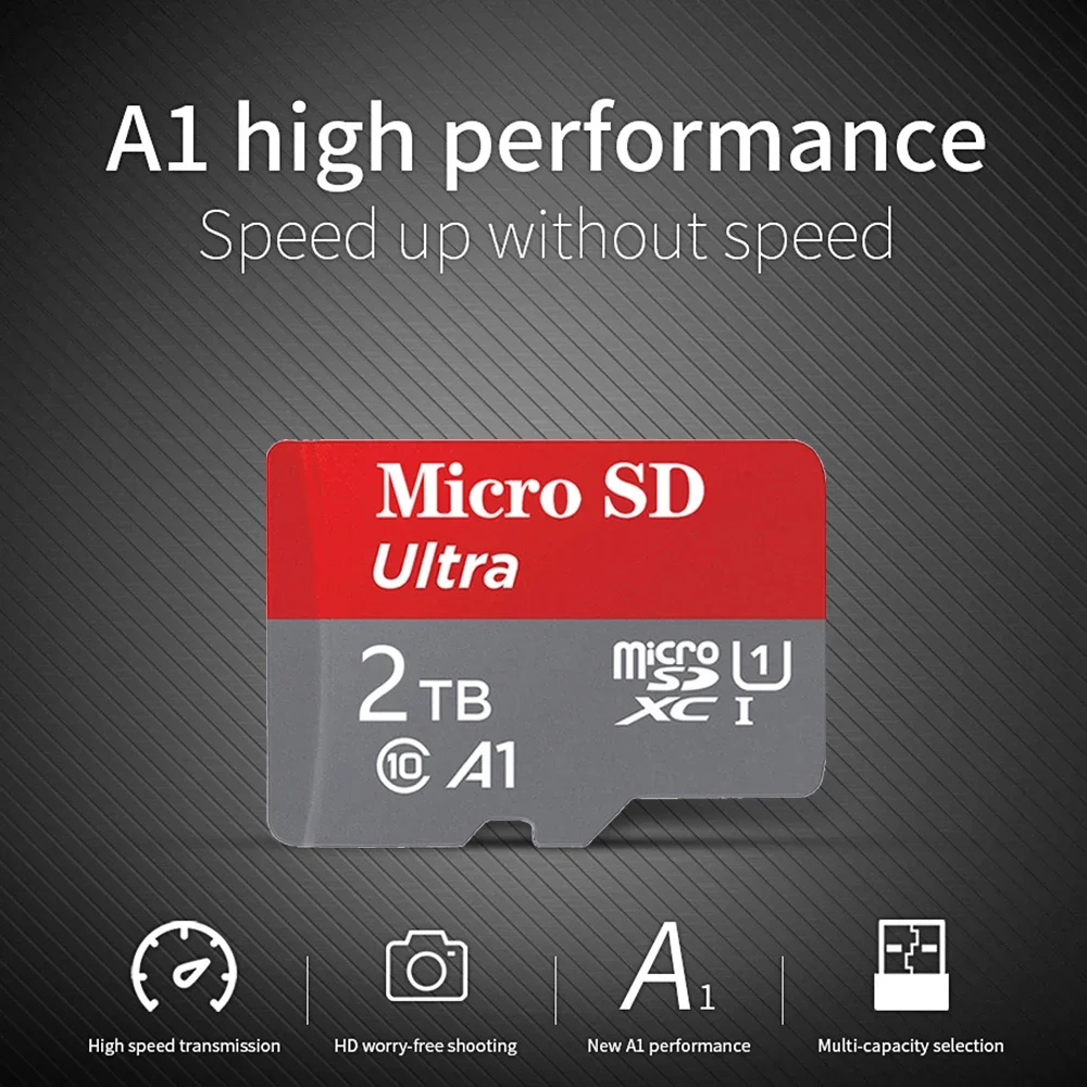 Key Rings Micro SD Card 2TB 100% Real Capacity Micro SD / TF Flash Card Memory Card 1TB For Phone/Computer/Camera Free Shiping