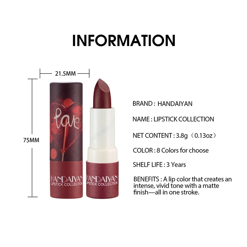 Colors Brand Makeup Matte Lipstick Waterproof Long Lasting Lip Stick Sexy Red Pink Veet Nude Lipsticks Women Cosmetics 5
