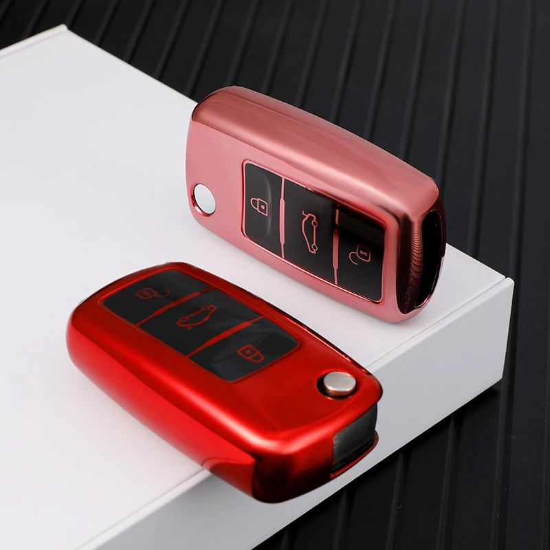 Auto Tpu Car Key Case Cover for VW Volkswagen Polo Tiguan Passat B5 B6 B7 Golf 4 5 6 MK6 Jetta Lavida for Skoda Octavia