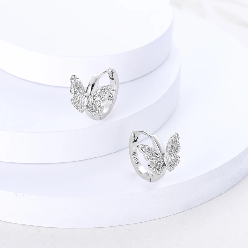 Real Silver-Plated Colorful Dragonfly Butterfly Animal Earrings For Women Exquisite Birthday Anniversary Jewelry Gifts