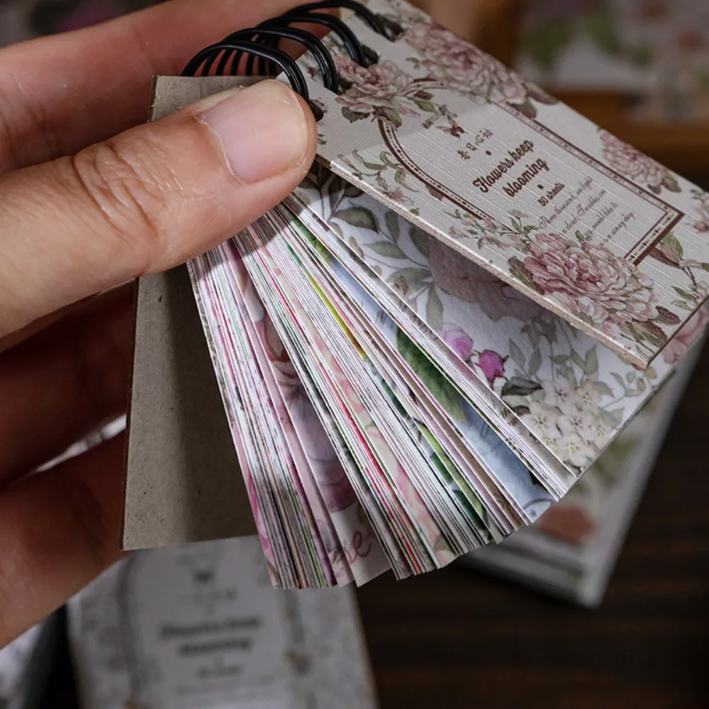 Mr. Paper Vintage Floral Coils Washi Paper Stickers Book Hand Account Background Material Stickers Stationery 50pcs/book
