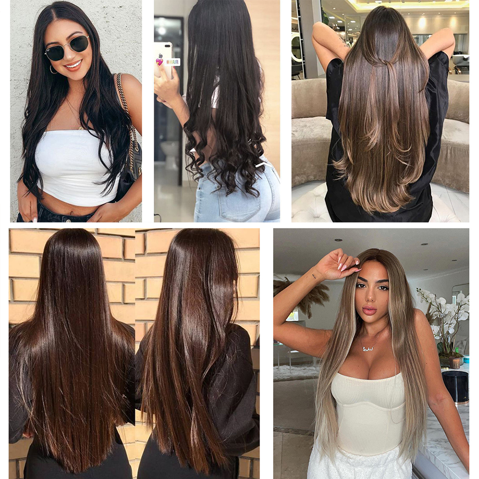 14-30Inch 60-100G Straight Clip In Human Hair Extensions One Piece With 5Clips Brazilian Remy Human Hair Natural Color Extension