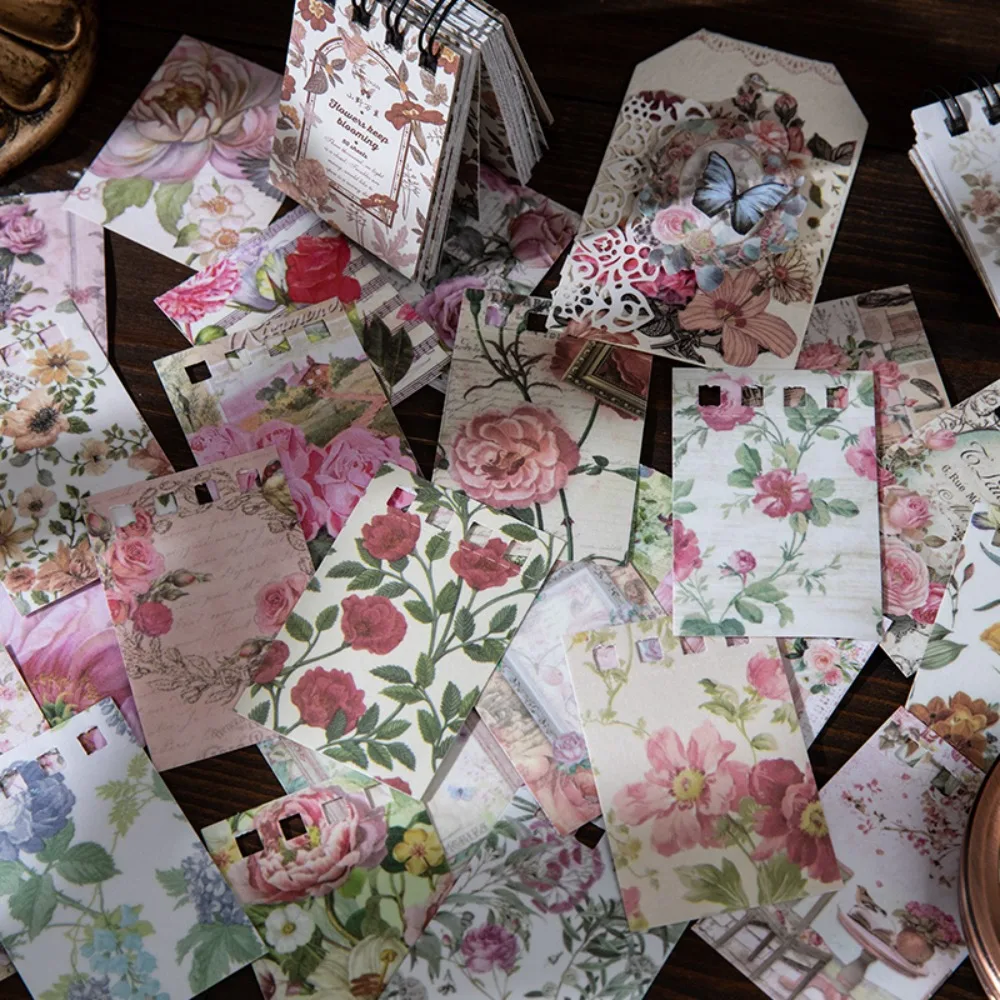 Mr. Paper Vintage Floral Coils Washi Paper Stickers Book Hand Account Background Material Stickers Stationery 50pcs/book