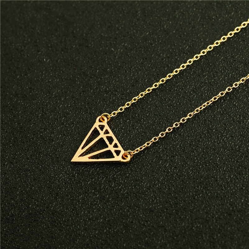 30PCS Cut Open Subulate Triangles Diamond Shape Necklace Minimalist Simple Flat Line Geometric Polygon Hexagon Layering Rhombus Cone Necklaces