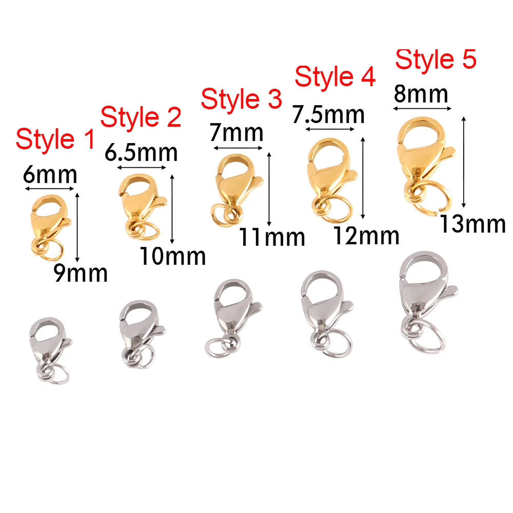 30pcs Lobster Clasps for Bracelets Necklaces DIY Hooks Chain Closure Accessories for Jewelry Making Findings Wholesale Keychain