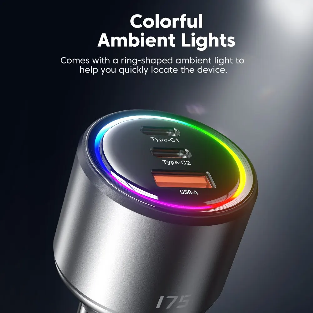 Toocki 175W Car Charger Quick Charge 3.0 4.0 PPS USB Type C Fast Charging Car Phone Charger For iPhone 15 14 Xiaomi Samsung S23