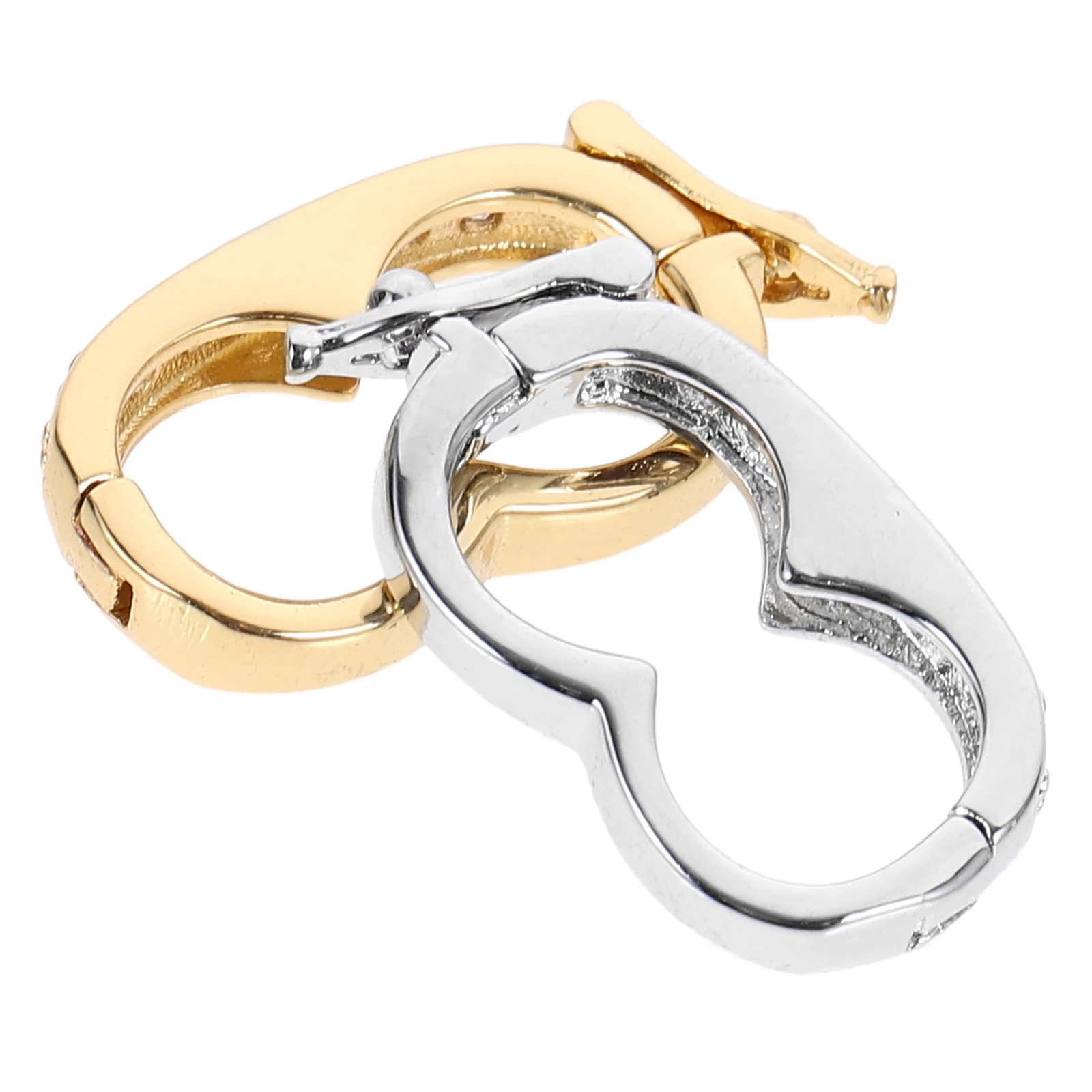 2 Pcs Jewelry Peanut Buckle Echancer Clasps Diamond Choker Necklaces Copper Connecting Pearl Shortener Silver