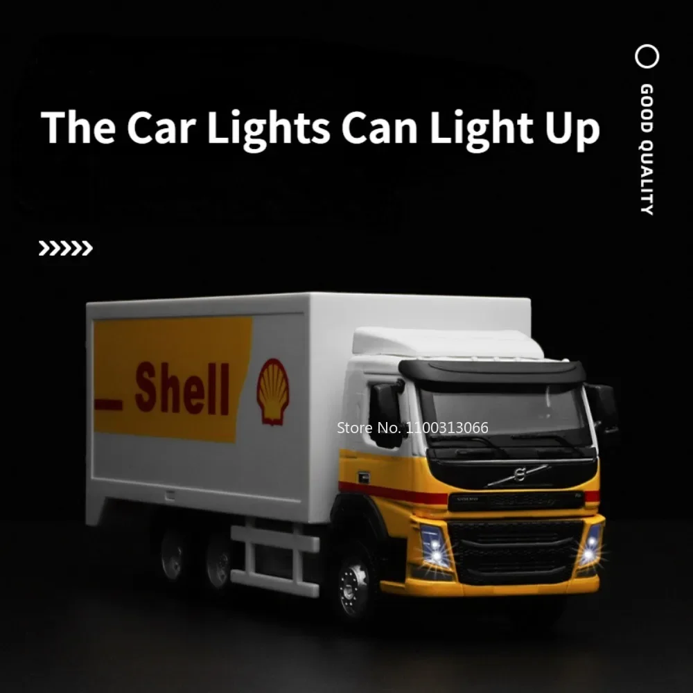VOLVO Oil Tanker Truck Trailer Alloy Car Model Shell Theme Series Engineering Vehicles Sound Light Model Truck for Boy Toy