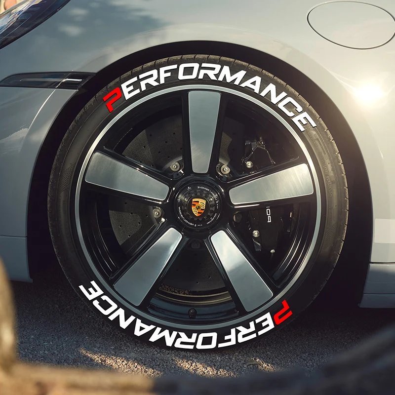 8 PCS For 4 Tire PERFORMANCE Tire Wheel Car Stickers Universal 3D Thick Auto Letters Decals In-One-Piece Car Tire Decor Stickers