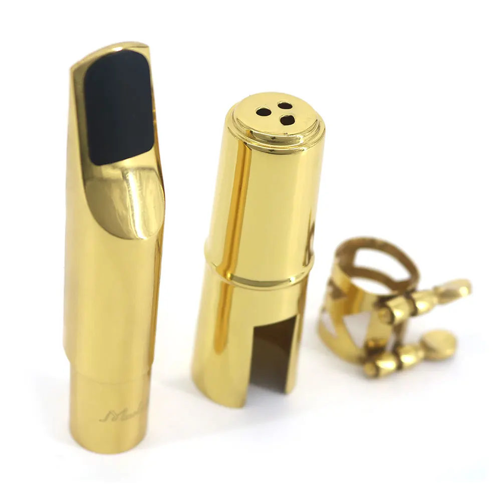 Muslady 7C Tenor Saxophone Mouthpiece Musical Instrument Accessories Brass Material with Reed Cap Buckle Patch