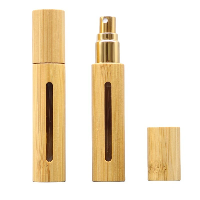 1Pc 5ml 10ml Bamboo Wood Bottle Perfume Empty Spray Refillable Bottle Container Makeup Water Atomizer Bottle Travel Bottle