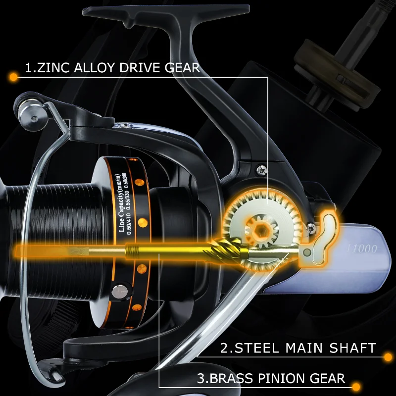 Sougayilang 6000-11000 Serie Spinning Fishing Reel 13+1BB 4.1:1 5.2:1 Gear Ratio Fishing Reel 25KG Drag Power Sea Fishing Reel