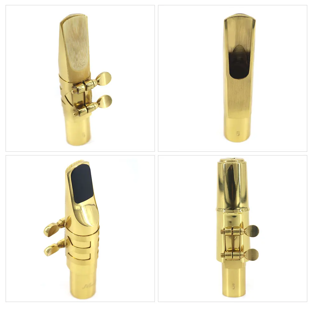 Muslady 7C Tenor Saxophone Mouthpiece Musical Instrument Accessories Brass Material with Reed Cap Buckle Patch