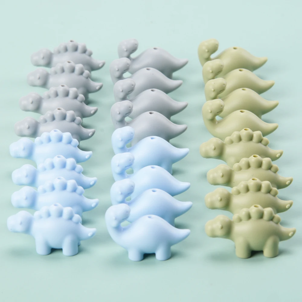 LOFCA 24Pcs Mini Dinosaur silicone bead jewelry Making DIY pacifier Chain bracelet Necklace Jewelry accessories Baby toys