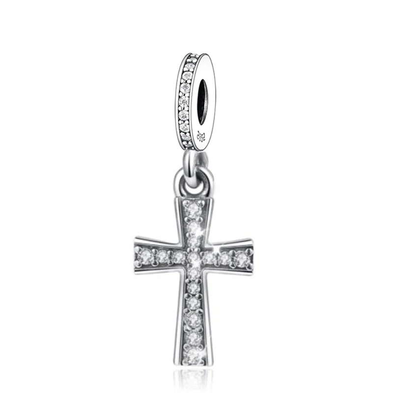Fit Original Pan Charms Bracelet 925 Stering Silver Cross Jesus Virgin Mary Our Lady Dangle Bead For Religious Making Berloque