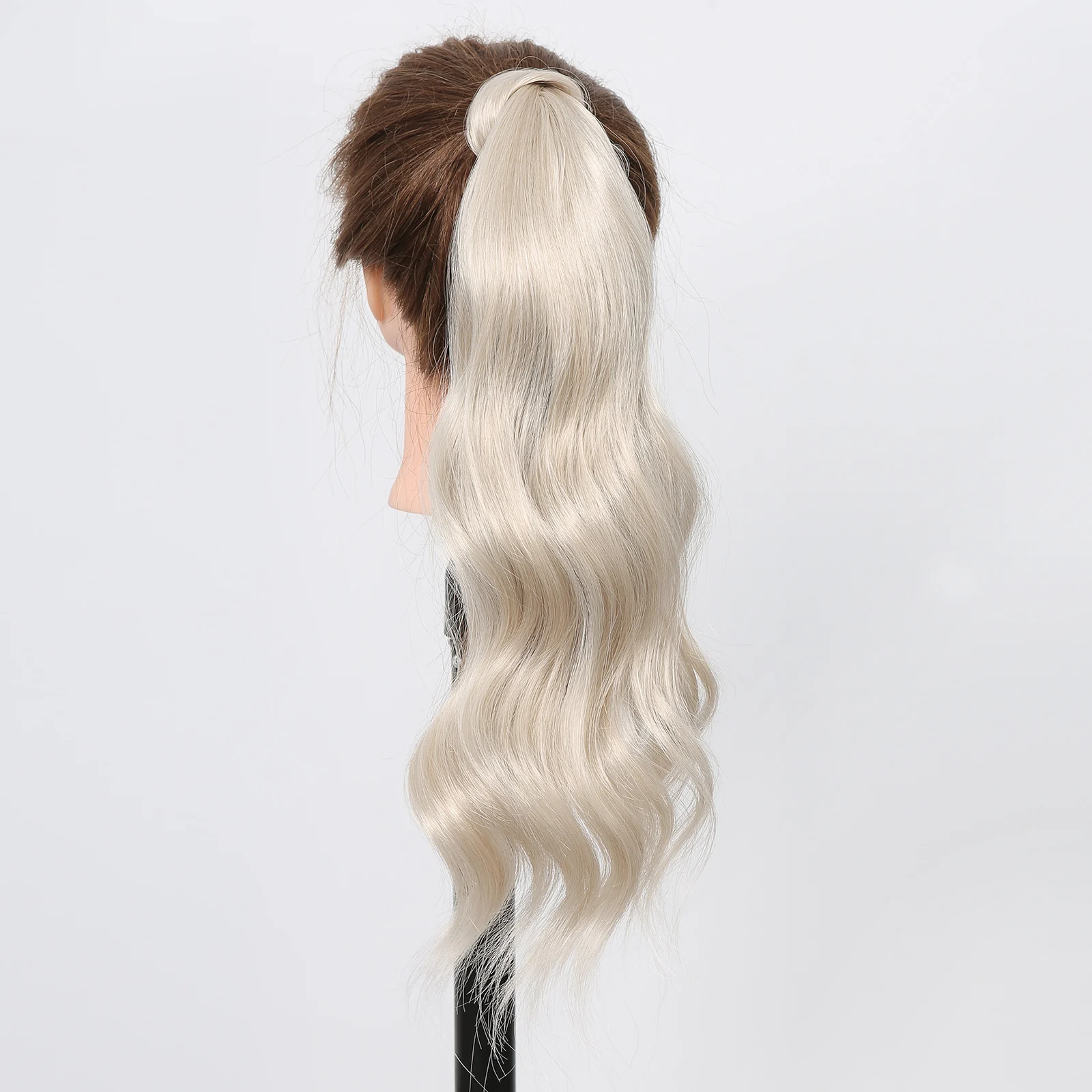 HAIRCUBE 25inch Synthetic Long Flexible Wrap Around Ponytail Platinum Natural Wave Cosplay Pony Tail Hair Extensions for Women