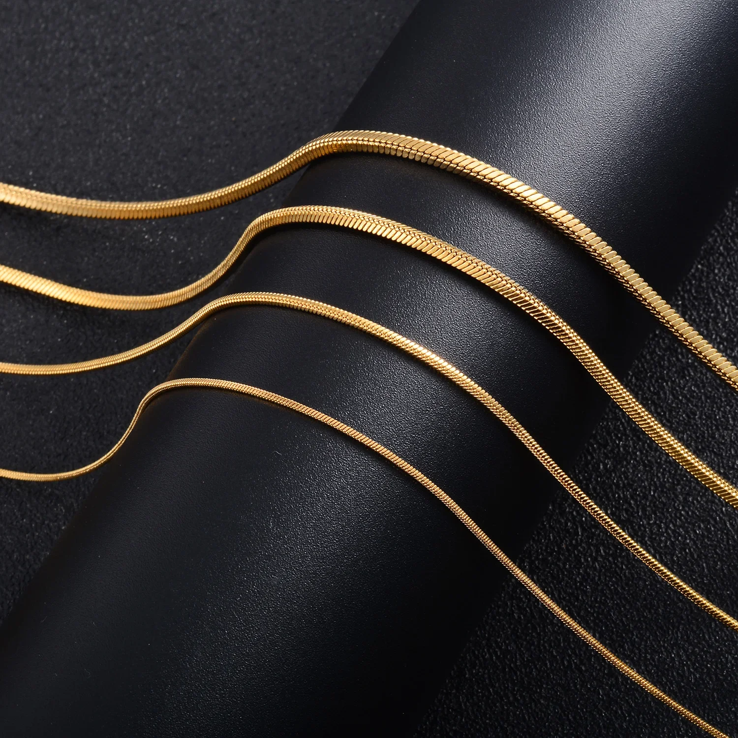 Yadreva Square Snake Chain Long Stainless Steel Simple Necklace Metal Jewelry 5