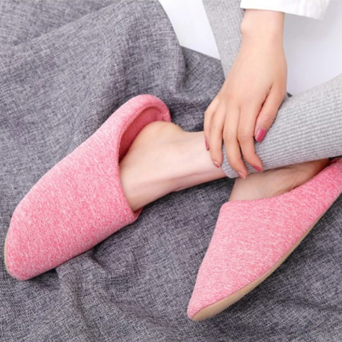 Women Indoor Slippers Thicken Warm Plush Home Shoes Spring Autumn Shoes House Flat Floor Slipper Soft Silent Slides For Bedroom