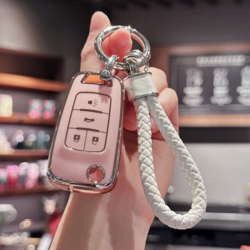 Car Key Case Cover with Keychain for 2010-2019 Chevrolet Impala Camaro Cruze Equinox Malibu Sonic GMC Terrain Buick Regal Verano