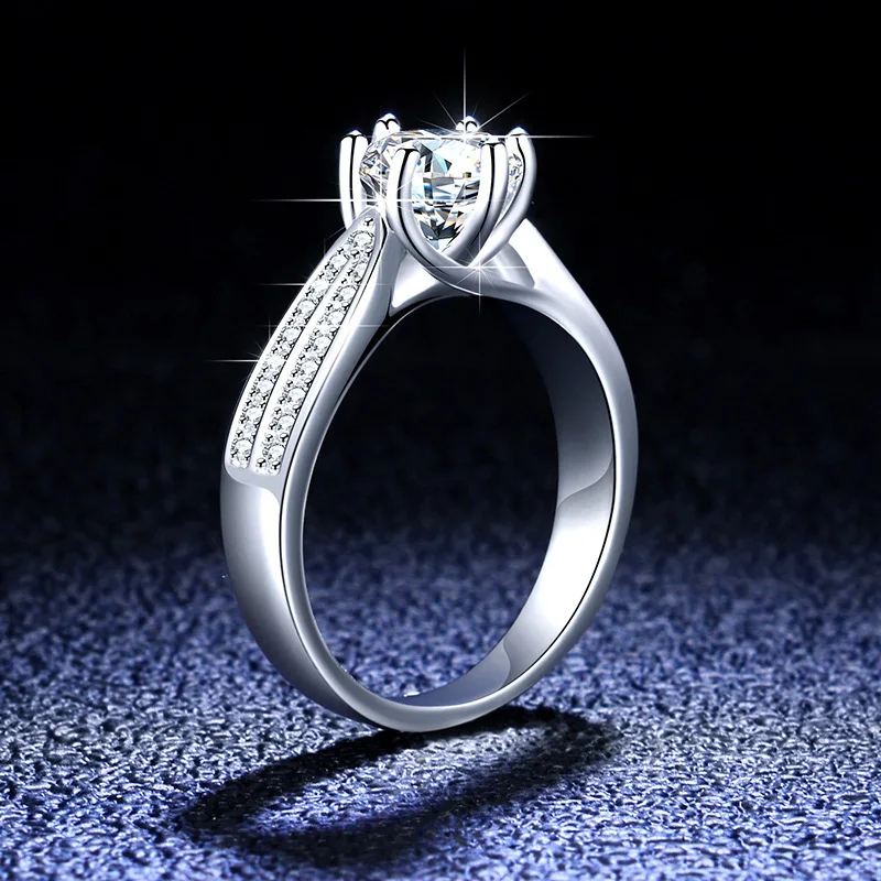 JoyceJelly Luxury 9mm 3ct VVS D Color Moissanite Rings For Women S925 Sterling Silver Jewelry Pass Diamond Tester With GRA Certi