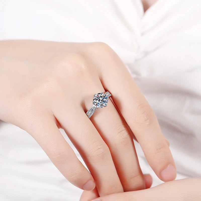 JoyceJelly Luxury 9mm 3ct VVS D Color Moissanite Rings For Women S925 Sterling Silver Jewelry Pass Diamond Tester With GRA Certi