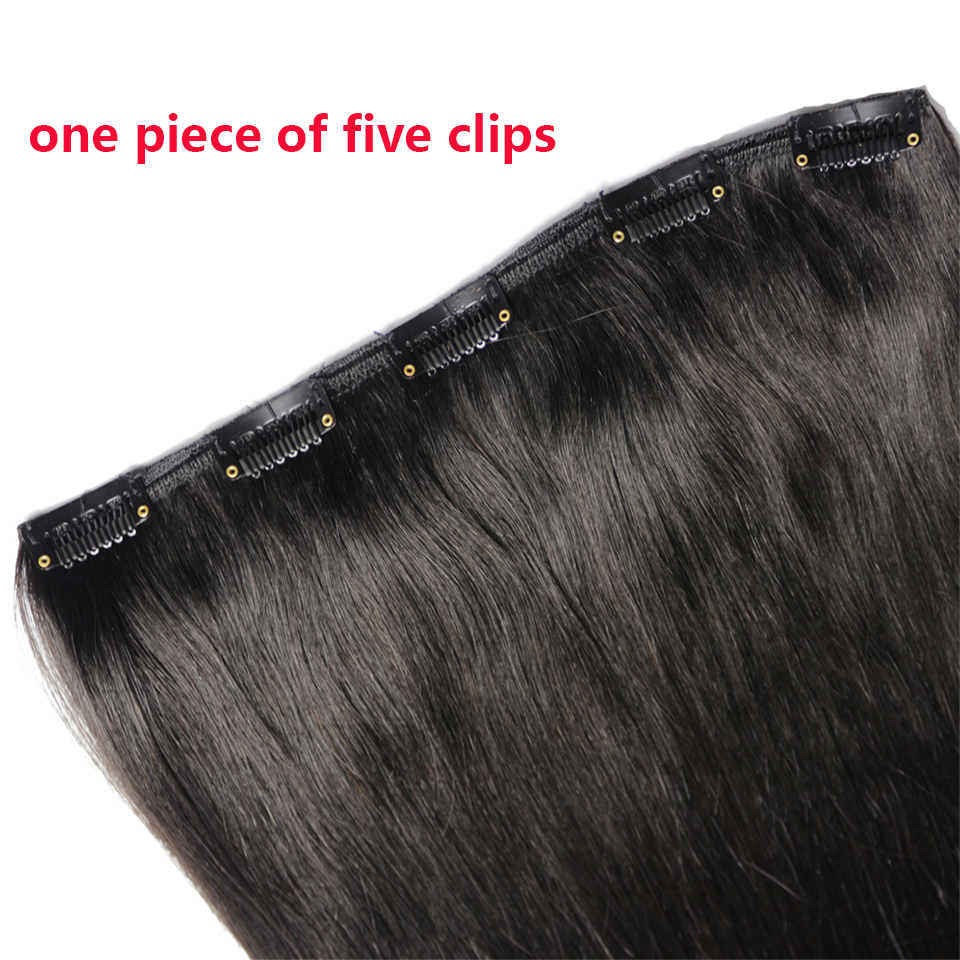 14-30Inch 60-100G Straight Clip In Human Hair Extensions One Piece With 5Clips Brazilian Remy Human Hair Natural Color Extension
