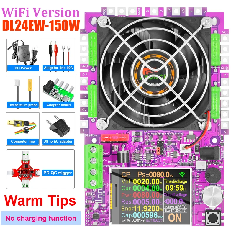 ATORCH DL24EW Tuya APP WiFi Smart Electronic Load Tester 18650 Voltage Current 72V Car Battery Test Box Capacity Monitor Tools
