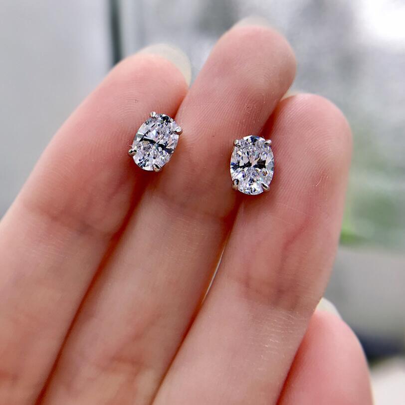 Choucong Drop Ship Top Sell Stud Earrings Moissanite Solitaire Simple Fashion Jewelry Sterg Sier Gold Fill Women Wedding Oval Dia Earring Gift