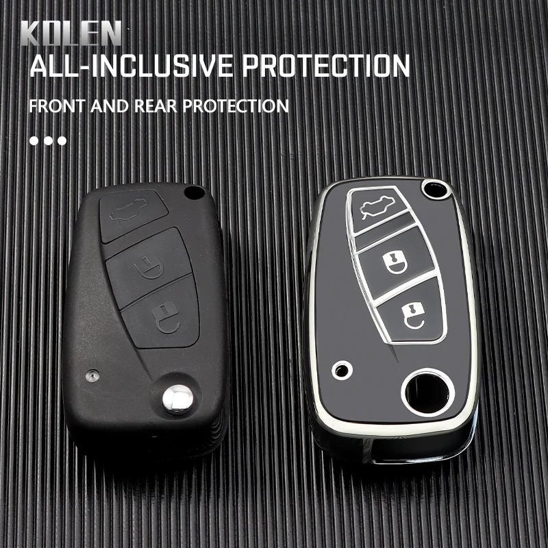 TPU Car Flip Key Case Cover Shell For FIAT Panda Stilo Punto Doblo Grande Bravo 500 Ducato Minibus Protected Fob Bag Accessories