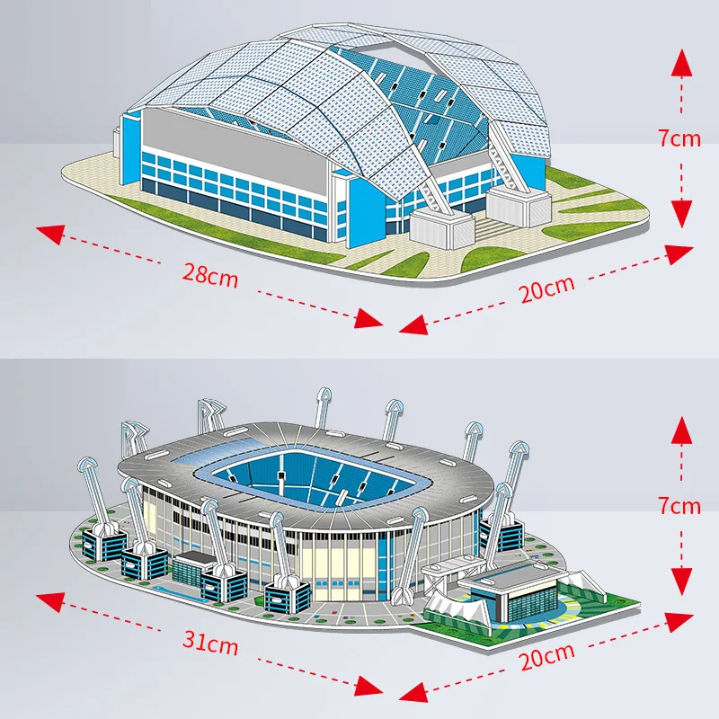 Larger Size Children s Puzzle Paper Card Assembly Soccer Field Mold Building Kids Handmade DIY D Desktop Decoration 5