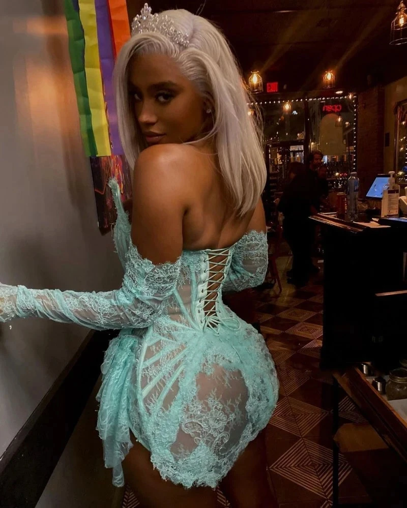 Sexy Lace Sky Blue Cocktail Dresses Strapless Half Sleeves Short Prom Gowns Saudi Arabia Special Occasion Party Maxi Midi Expose