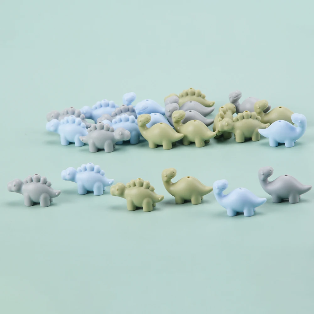 LOFCA 24Pcs Mini Dinosaur silicone bead jewelry Making DIY pacifier Chain bracelet Necklace Jewelry accessories Baby toys