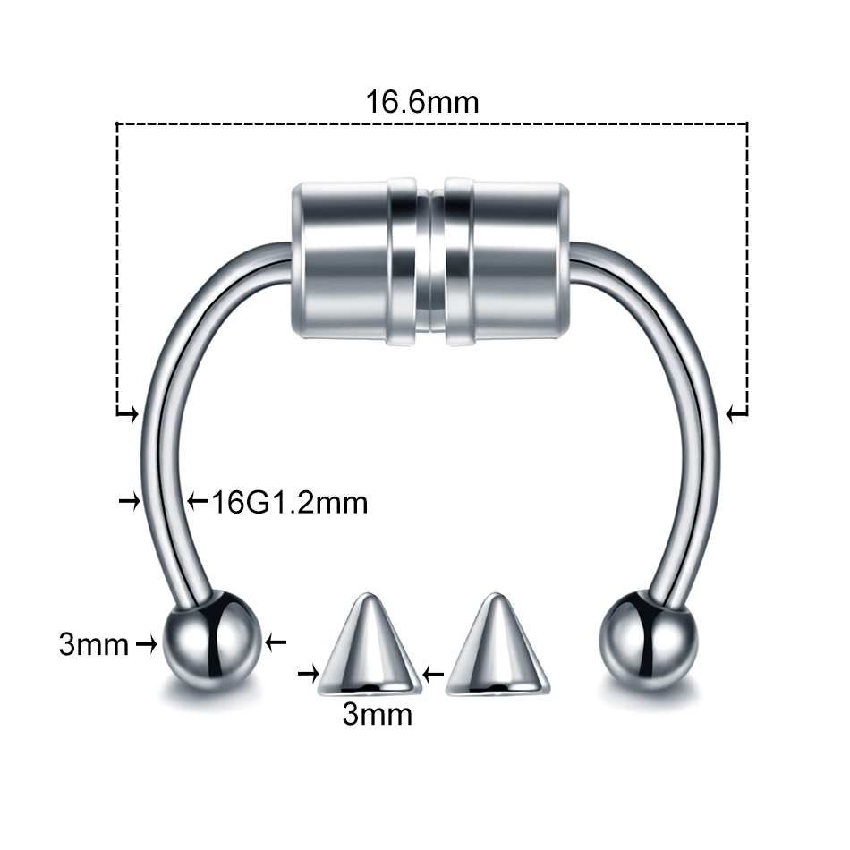 1PC Fake Piercing Nose Ring Surgical Steel Nose Piercing Hoop Septum Rings For Women Body Jewelry Gifts Magnetic Fake Piercings