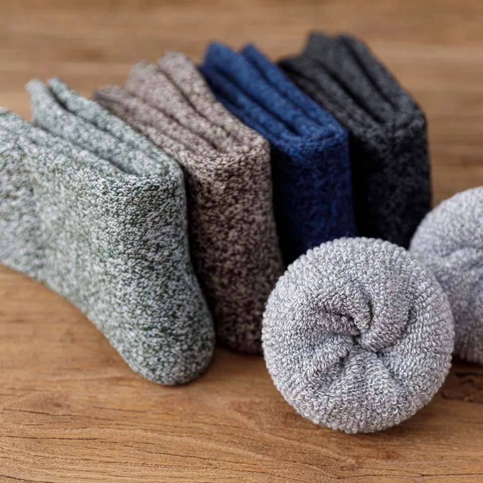Winter Men's Thick Warm Wool Socks High Quality Harajuku Retro Big Size Snow Casual Antifreeze Cashmere Long Socks 3 Pair