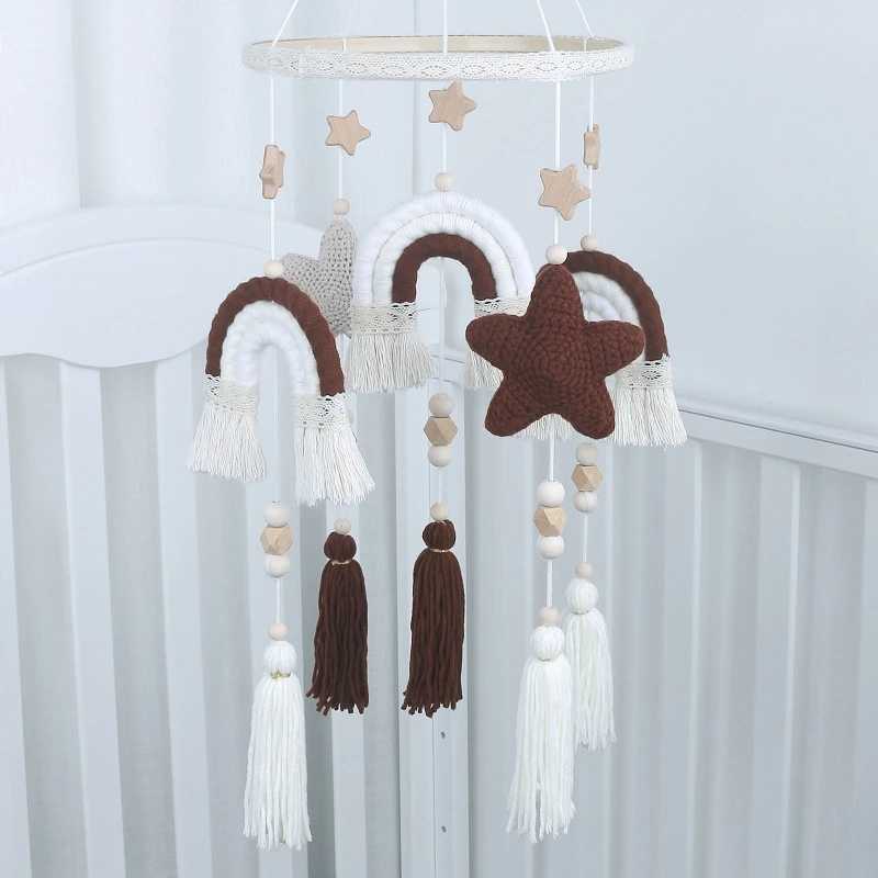 Mobiles# Baby Crib Mobile Rattle Toys Handmade Boho Rainbow Star Tapestry Bed Bell Wind Chime Rattles Newborn Kids Nursery Bedroom Decor Q240525