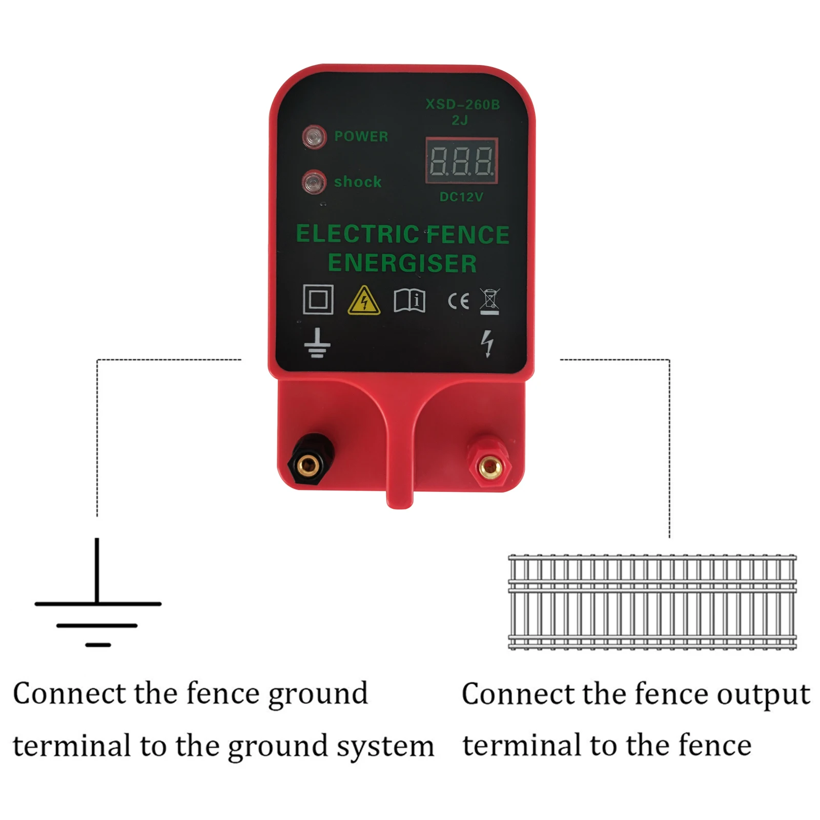 10KM Electric Fence Livestock High Voltage Pulse Controller Electric Fence Energizer LCD Voltage Display High-decibel Alarm