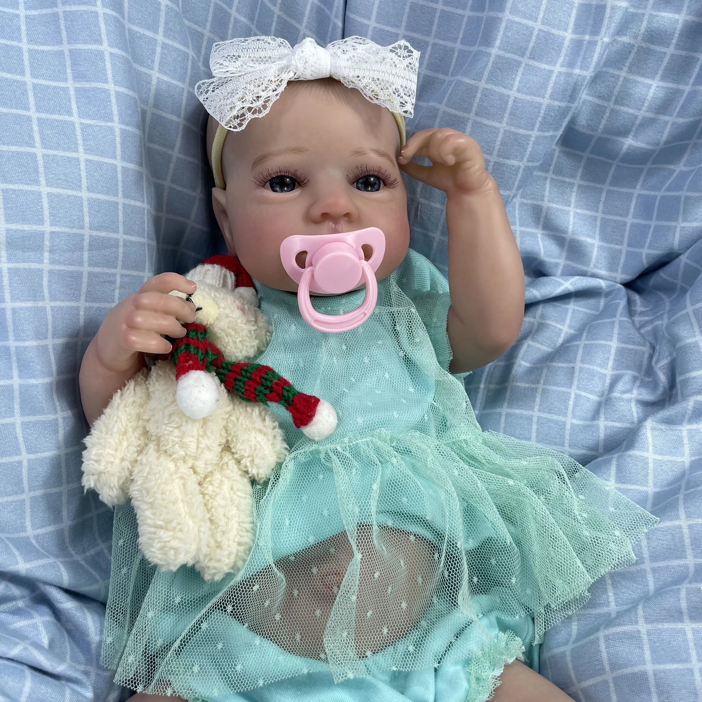 50CM Reborn LouLou Awake Full Vinyl Body Girl Washable Newborn Baby Doll Reborn 3D Skin Tone Visible Veins Doll For Kids Gift