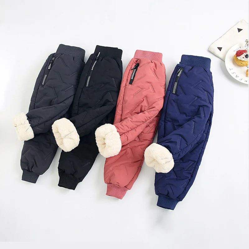 Winter Boys Girls Warm Down Pants Children High Quality Thicken Trousers Teens Boy Girl Trousers Kids Waterproof Ski Pants
