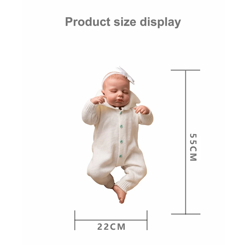 50CM LouLou Reborn Doll Newborn Baby Lifelike Real Soft Touch High Quality Collectible Art Reborn Doll with Hand-Drawing Hair
