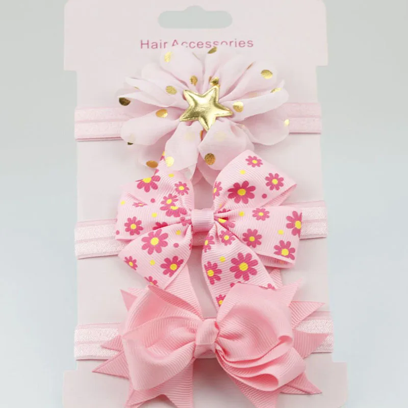 3Pcs Baby Elastic Flower Headband Girls Bows Hair Band Toddler Infants Bowknot Hairband Turban Kids Headwear