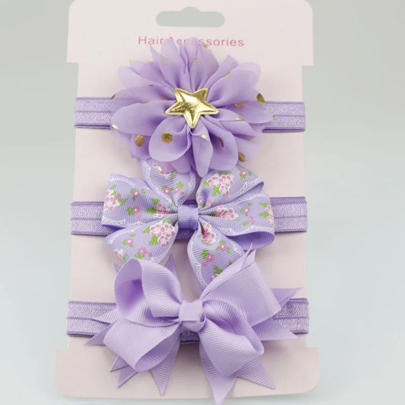 3Pcs Baby Elastic Flower Headband Girls Bows Hair Band Toddler Infants Bowknot Hairband Turban Kids Headwear