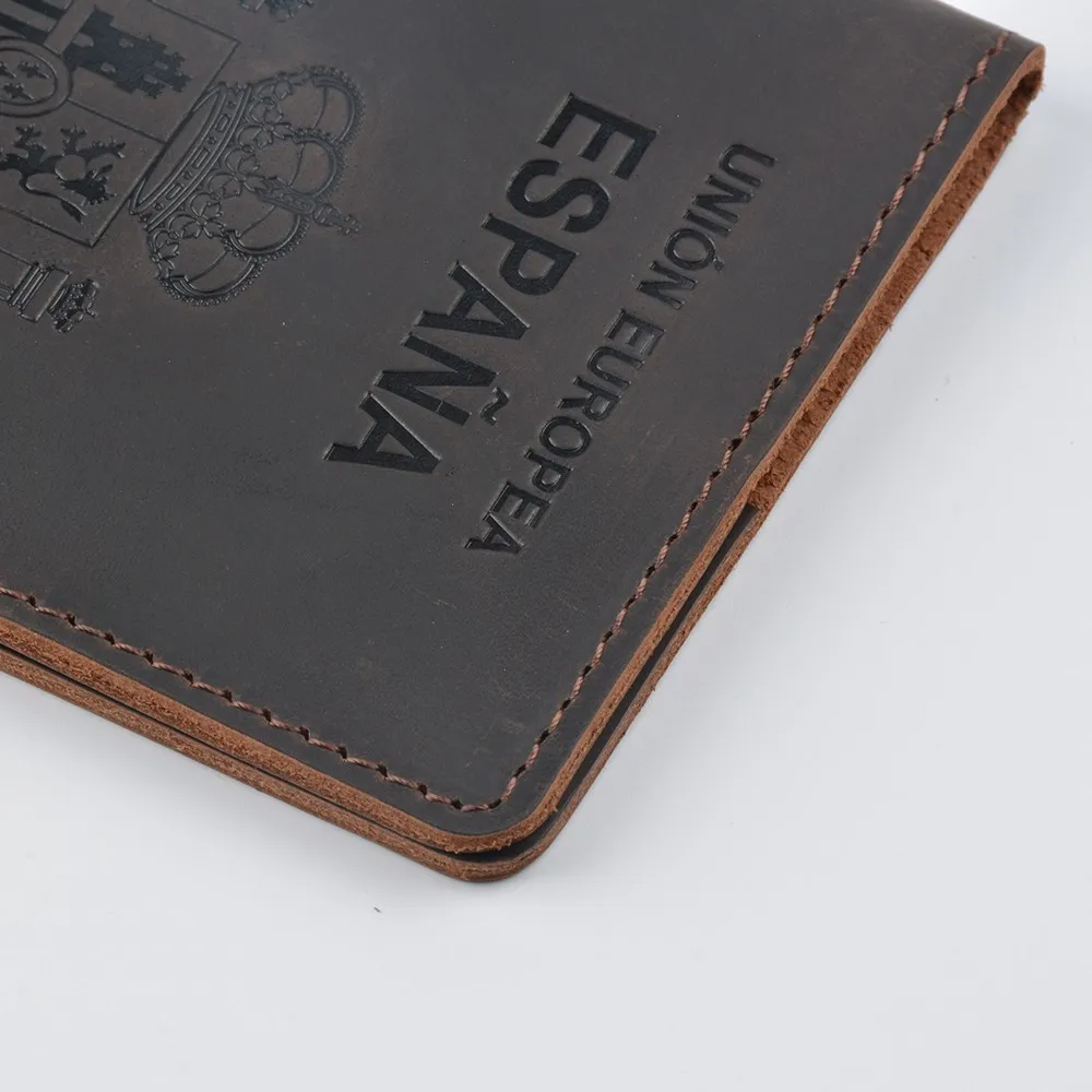 High-end Spain Genuine Leather Passport Cover For Espana Credit Card Holder Vintage Men Women Passport Case Travel Wallet