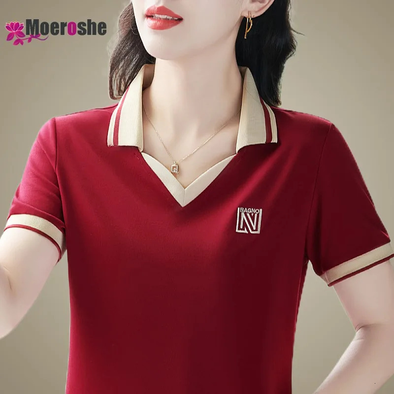 Womens Summer POLO Shirt Short Sleeve T-Shirt Clothing Youthful Woman Clothes Fashion Pulovers Tops Cotton Tees Ladies Tops 240521