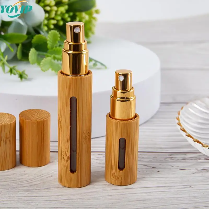 1Pc 5ml 10ml Bamboo Wood Bottle Perfume Empty Spray Refillable Bottle Container Makeup Water Atomizer Bottle Travel Bottle