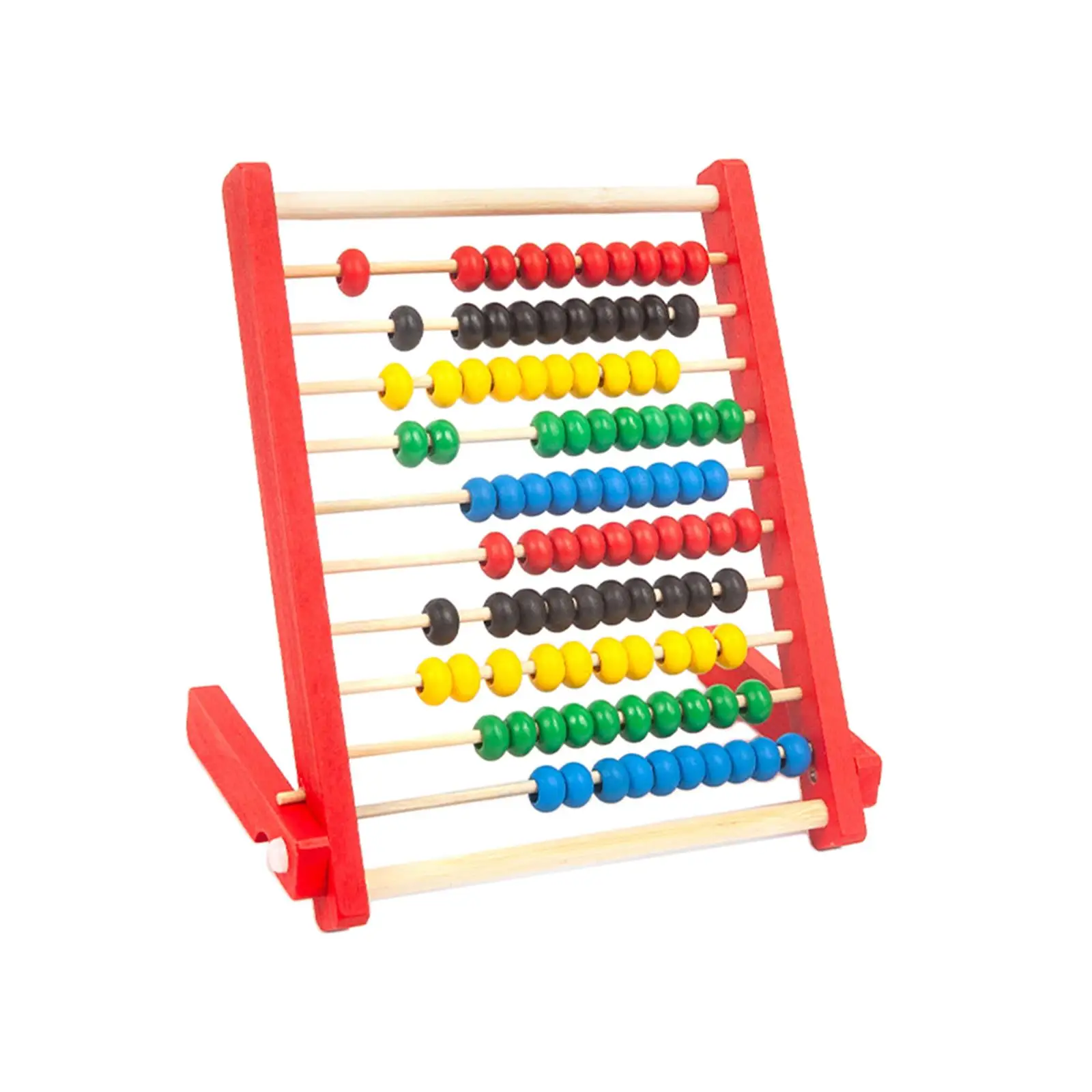 Toddlers Mathematics Toy Beads Game Kids 10 Row Wooden Counting Frame Abacus